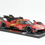 Gyors kiszállítás Ferrari 499P 51 24h Le Mans győztes (koszolt verzió) 2023 A.P. Guidi - J. Calado - A. Giovinazzi (vitrinnel) Limitált